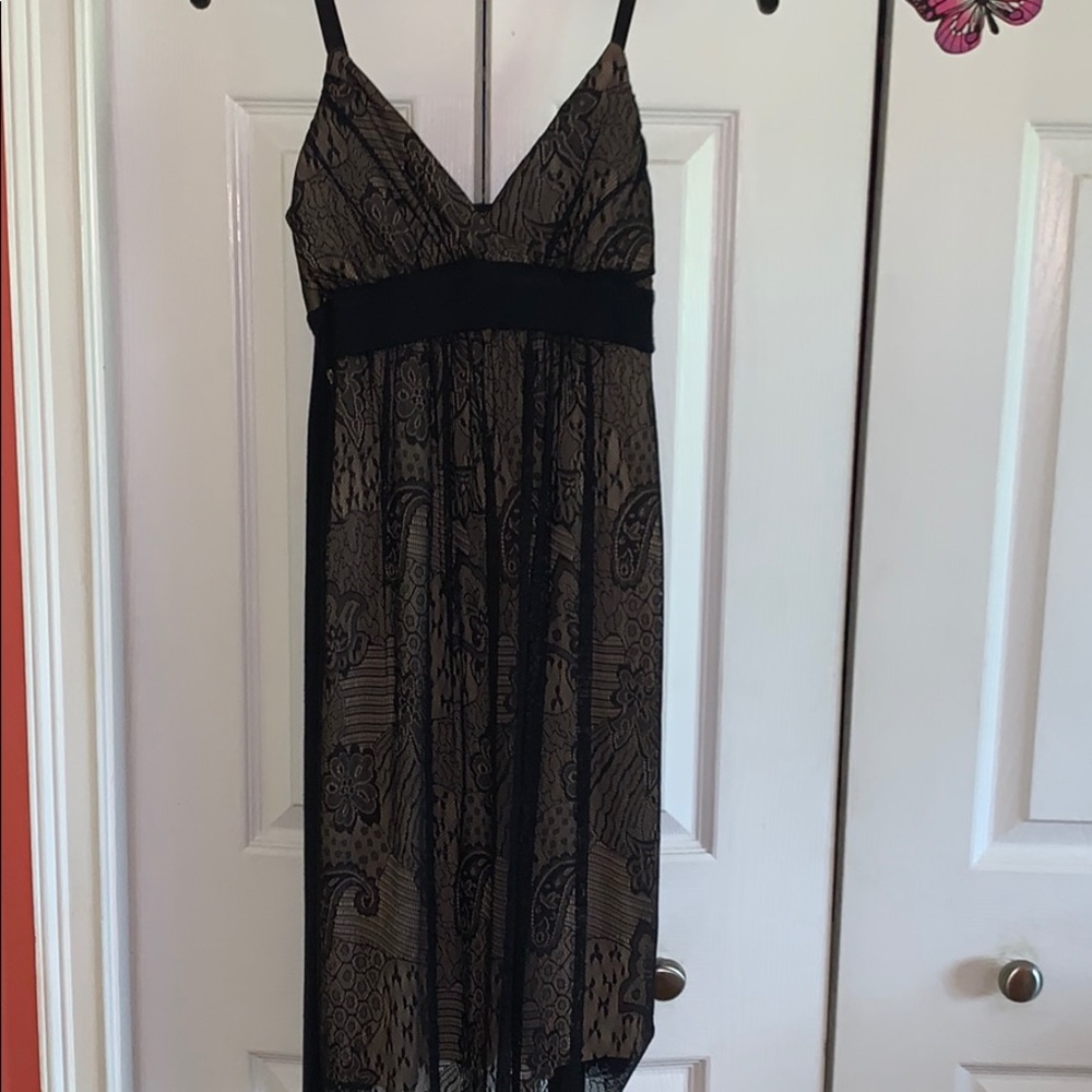 Black lace slip dress